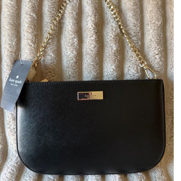 kate spade Handbags - Kate Spade Lilly Pochette Black Patent Saffiano Leather Chain Bag KK048